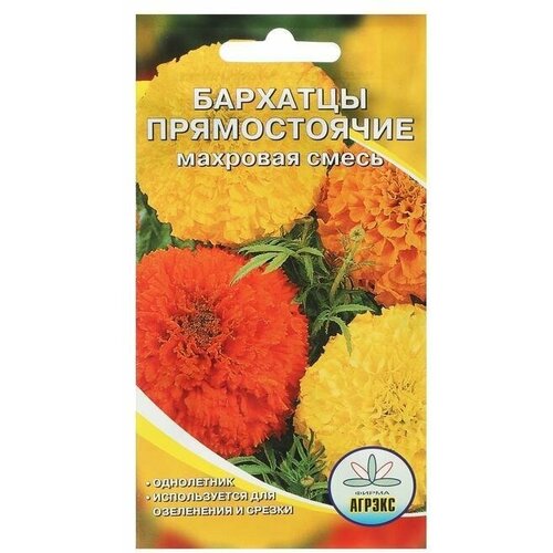 Семена цветов однолетние Бархатцы прямостоячие смесь махровая 0,25 12 упаковок семена цветов бархатцы прямостоячие фантастика смесь тагетес 0 1 г 12 упаковок