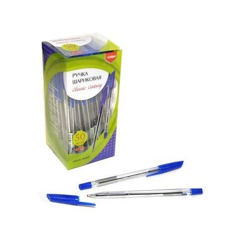 Ручка масляная INTELLIGENT BQ-114 (син) 0.7мм прозрачный корп, с синим колпачком (50/2000)