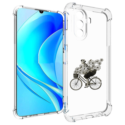 Чехол MyPads девушка на велосипеде с цветами для Huawei Nova Y70 / Nova Y70 Plus (MGA-LX9N) / Huawei Enjoy 50 задняя-панель-накладка-бампер чехол mypads девушка с глазом на спине для huawei nova y70 nova y70 plus mga lx9n huawei enjoy 50 задняя панель накладка бампер