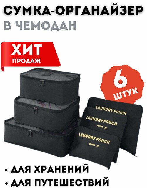 Комплект косметичек 40х30х12 см, черный