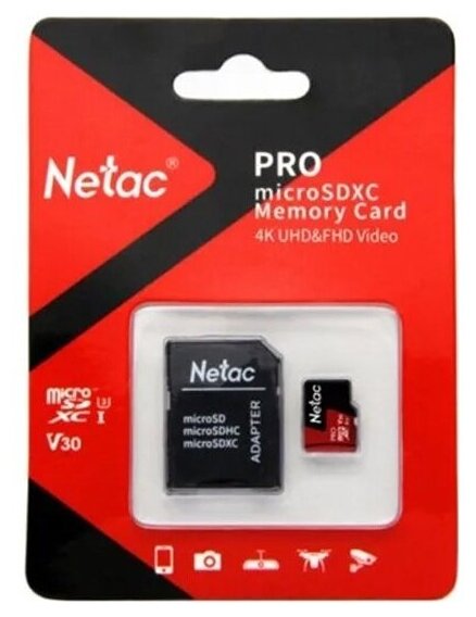 Карта памяти Netac P500 PRO MicroSDXC 128Gb Сlass 10 UHS-I 100MB/s + ADP (NT02P500PRO-128G-R)