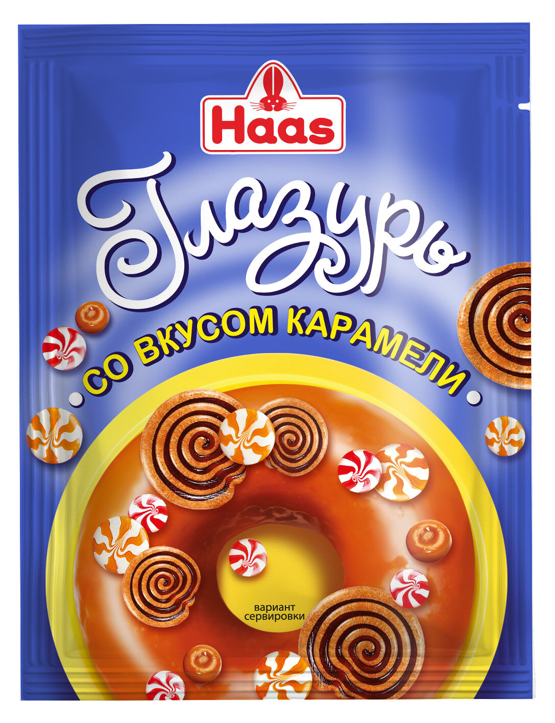 Haas Глазурь со вкусом карамели, сухая смесь для приготовления, 75 г