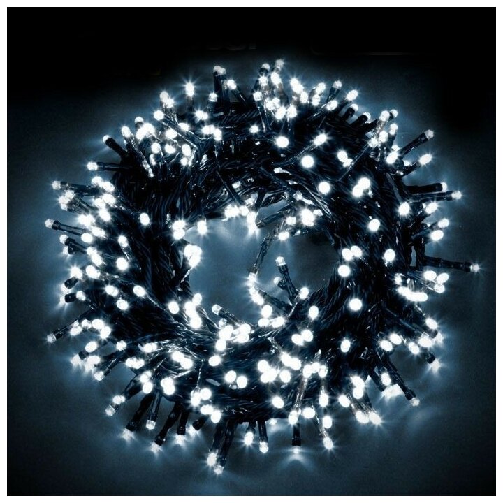 фото Гирлянда уличная Д: 55м, 360LED ламп, тёмный провод, цвет свечения Белый, можно соединять(wm60-w)