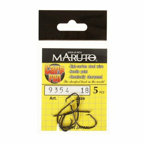 крючки карповые maruto 9354 цвет bn 18 carp pro 5 шт 9680706 Крючки карповые Maruto 9354, цвет BN, № 18 Carp Pro, 5 шт.