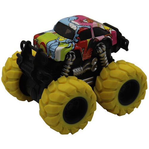 Машинка гоночная die-cast 4*4, 12 см, фрикционная, двойной реверс, желтые колеса Funky Toys FT61042