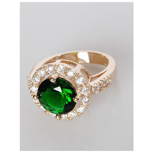 Кольцо помолвочное Lotus Jewelry, фианит, размер 20, зеленый