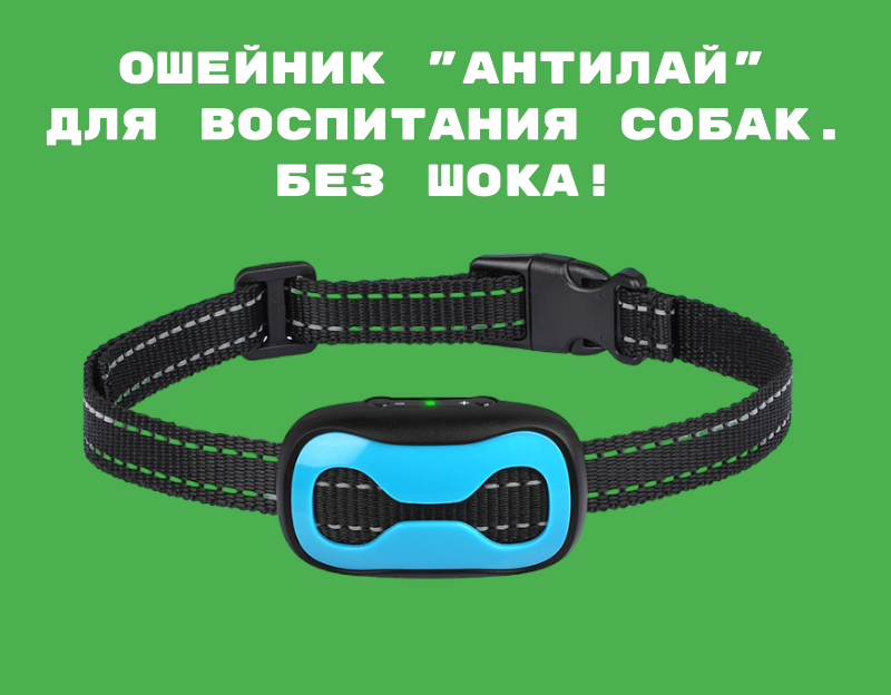 Электронный ошейник для дрессировки собак с функцией "Антилай" TZ-PET 681V (синий) (кость) - фотография № 3