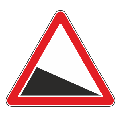 Дорожный знак 1.13 "Крутой спуск", типоразмер 3 (900х900х900) световозвращающая пленка класс Ia (треугольник) (без номинала)