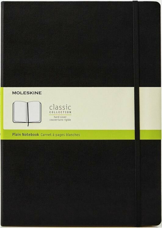 Блокнот без линовки Moleskine CLASSIC (QP112) A4 192стр, твердая обложка, черный