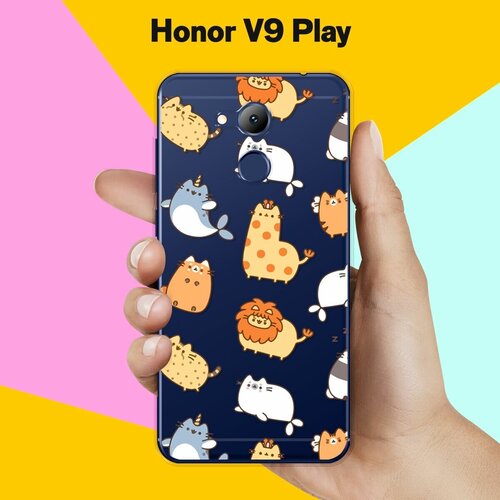 Силиконовый чехол на Honor V9 Play Коты-единороги / для Хонор Ви 9 Плэй силиконовый чехол на honor v9 play енот для хонор ви 9 плэй