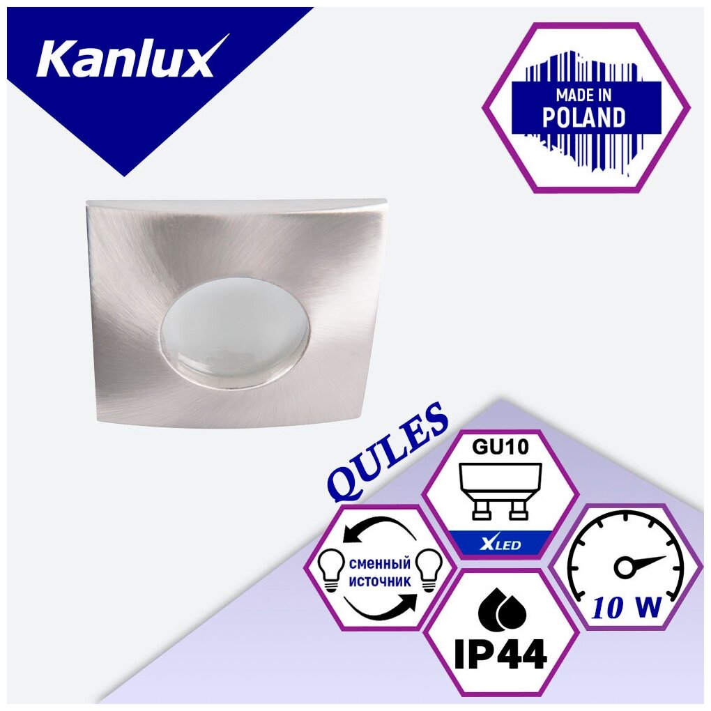 Cветильник точечный для ванной комнаты KANLUX QULES AC L-C/M GU10 - фотография № 2