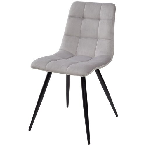 фото Стул teramo ( 4 шт. ) мягкий, для кухни, для гостиной, велюр, цвет - светло-серый, на черном металлическом каркасе, со спинкой / uf910-02 / (м сити) m-city m city