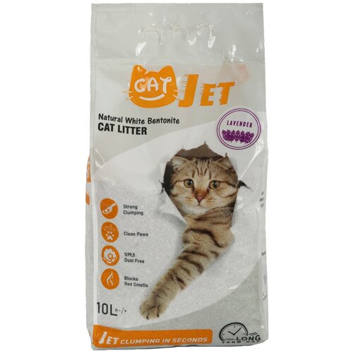 CATJET наполнитель для кошачьих туалетов, белый бентонит, комкующийся, 10 литров, Турция, аромат Лаванды