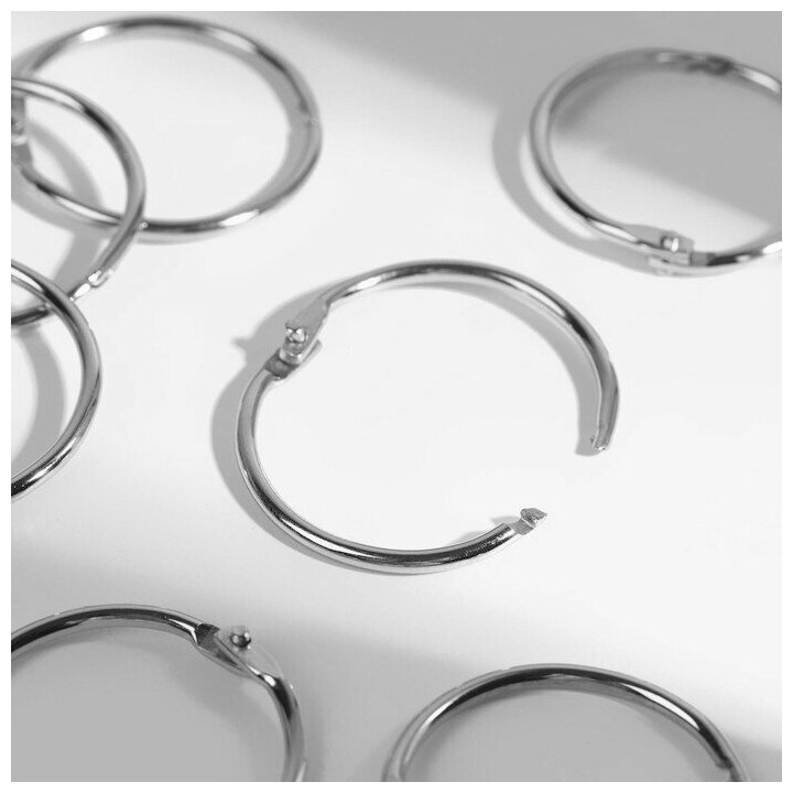 Кольца для карниза Арт Узор Серебристые, разъемные, диаметр 28-33 мм, 10 шт