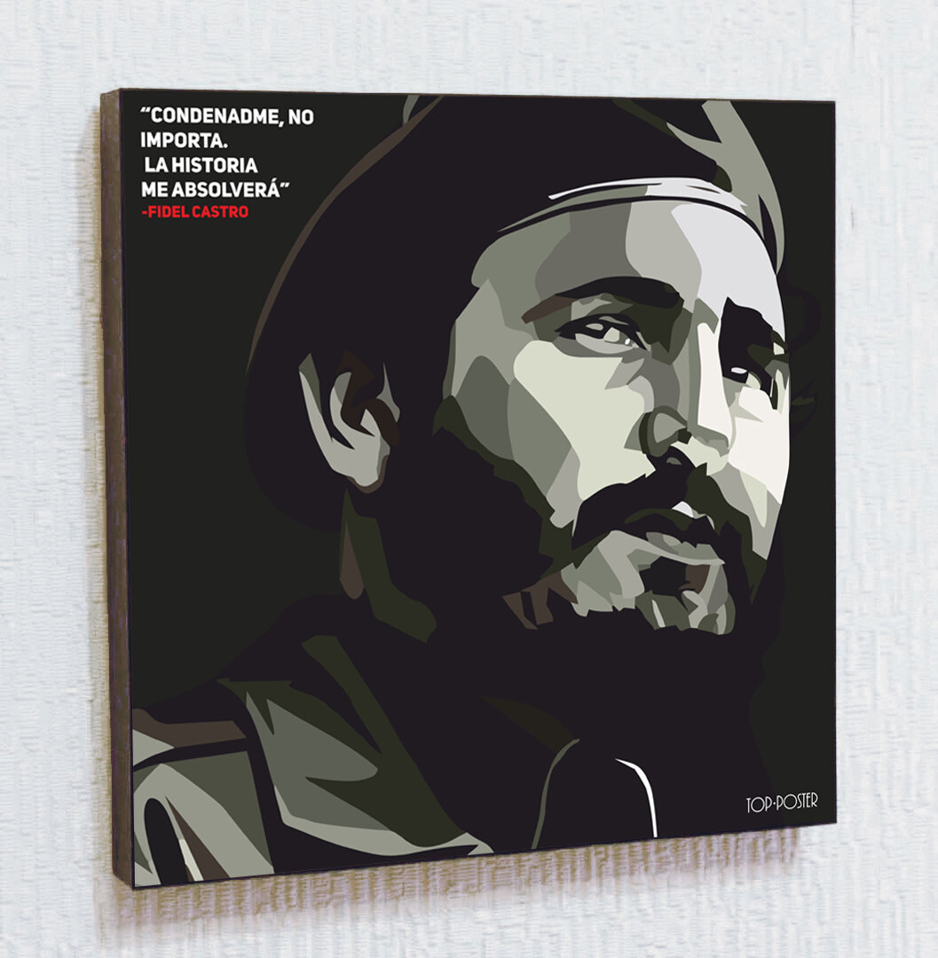Картина постер Фидель Кастро в стиле ПОП-АРТ в рамке с креплением / Портрет / Top Poster