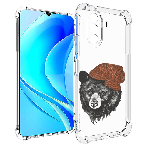 Чехол MyPads Медведь в шапке 2 для Huawei Nova Y70 / Nova Y70 Plus (MGA-LX9N) / Huawei Enjoy 50 задняя-панель-накладка-бампер чехол mypads медведь в треугольнике для huawei nova y70 nova y70 plus mga lx9n huawei enjoy 50 задняя панель накладка бампер