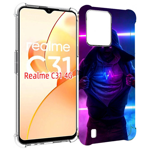 Чехол MyPads парень в капюшоне неоновый для OPPO Realme C31 задняя-панель-накладка-бампер чехол mypads парень в капюшоне неоновый для oppo a57 5g 2022 задняя панель накладка бампер