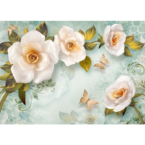 Моющиеся виниловые фотообои GrandPiK Хрупкие розы, 280х200 см