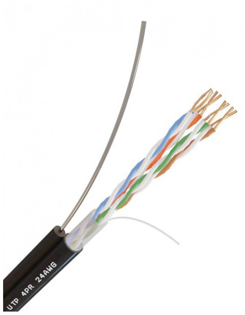 Netlink Кабель с одножильным тросом NL-CU UTP 4PR 24 AWG CAT5e 305м внешний УТ000002700