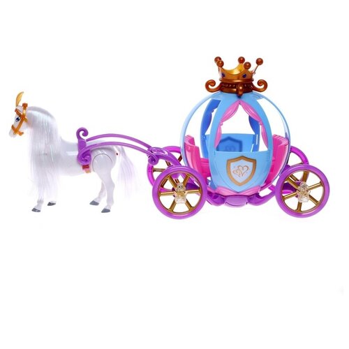 Сима-ленд Карета, 7046660, голубой/розовый карета для кукол сказка с куклой лошадь ходит свет звук