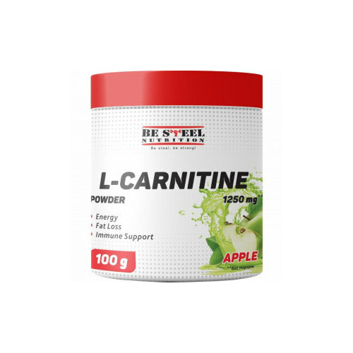 Л-карнитин тартрат для похудения, Be Steel Nutrition L-Carnitine 100г (яблоко), жиросжигатель спортивный