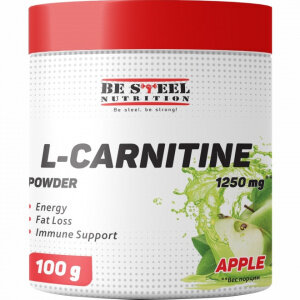 Л-карнитин тартрат для похудения, Be Steel Nutrition L-Carnitine 100г (яблоко), жиросжигатель спортивный