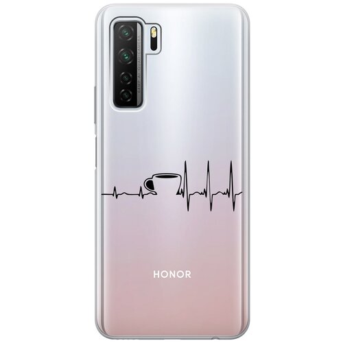 Силиконовый чехол с принтом Coffee Cardiogram для Honor 30S / Huawei Nova 7 SE / Хонор 30с силиконовый чехол на huawei nova 7 se honor 30s хонор 30 эс с 3d принтом avo karate прозрачный