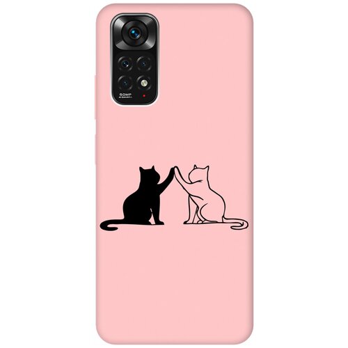 Силиконовый чехол на Xiaomi Redmi Note 11, Note 11S, Сяоми Редми Ноут 11, Ноут 11С Silky Touch Premium с принтом Cats светло-розовый силиконовый чехол на xiaomi redmi note 11 note 11s сяоми редми ноут 11 ноут 11с с 3d принтом cut it прозрачный