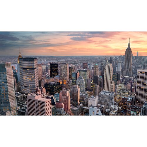 Моющиеся виниловые фотообои GrandPiK Нью-Йорк на рассвете, 420х240 см