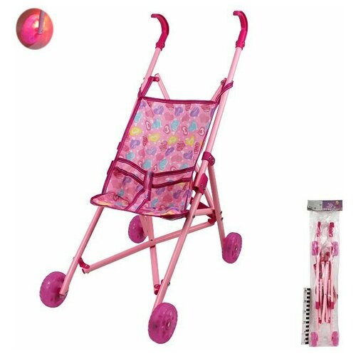 Коляска-трость для куклы 6617S-SO подсветка колес, в пак.