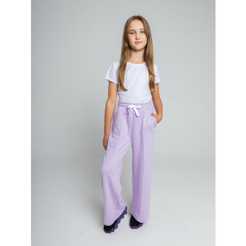 школьные брюки палаццо lisa wear повседневный стиль пояс на резинке карманы размер 128 розовый Брюки Lisa wear, размер 128, фиолетовый