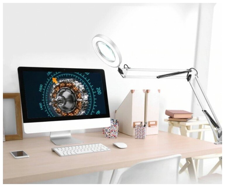 Увеличительное стекло с подсветкой 5X 33 - 33 см белый