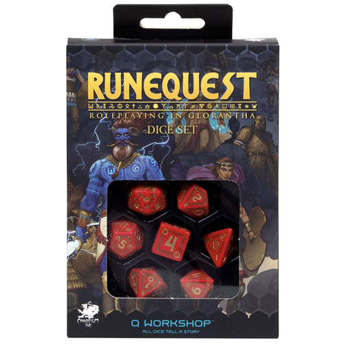 Набор кубиков для настольных ролевых игр (Dungeons and Dragons, DnD, D &D, Pathfinder) - RuneQuest Red  & gold Dice Set (7)