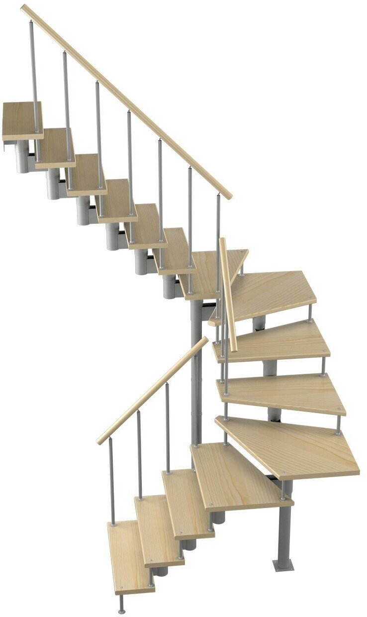 Модульная лестница Спринт 180 2700-2850, Серый, Сосна, Нержавеющая сталь