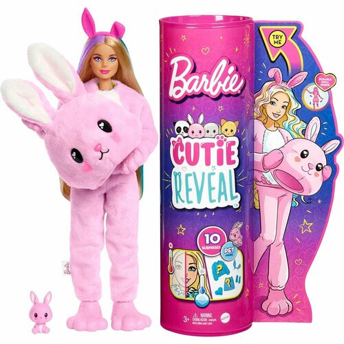 Mattel Кукла Barbie Милашка-проявляшка Зайчик Mattel HHG19 кукла в плюшевом костюме с зайчика кигуруми игровой набор кукла в пижаме с аксессуарами для девочки