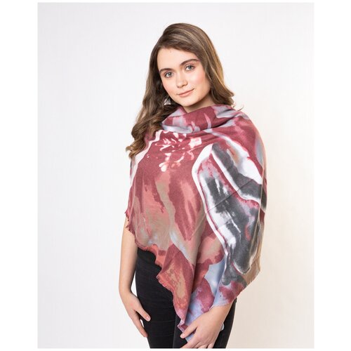 платок шейный женский Платок Carolon,120х120 см, бордовый, серый