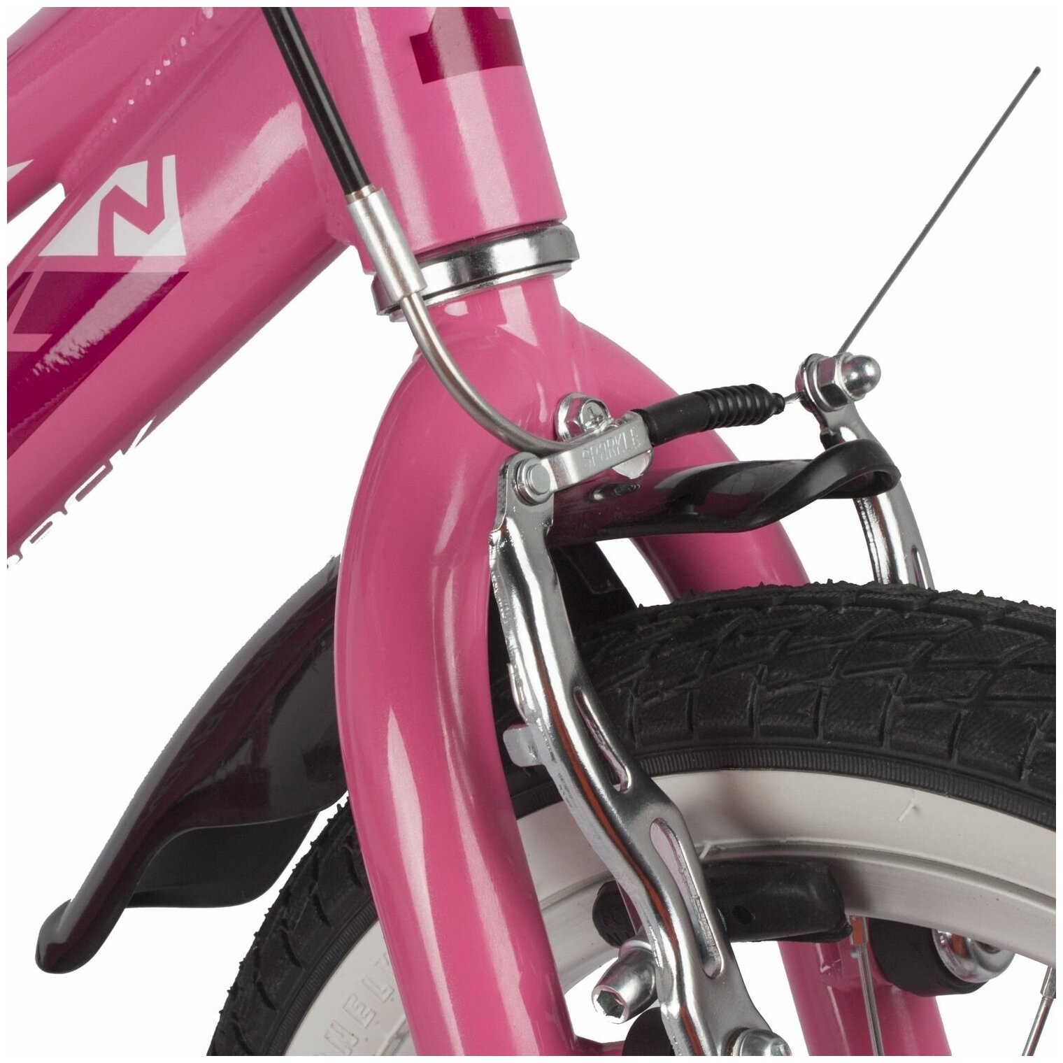 Велосипед NOVATRACK NOVARA 16" (2022) (Велосипед NOVATRACK 16" NOVARA алюм, розовый, пер. руч, зад. нож. тормоз, короткие крылья, полная за)