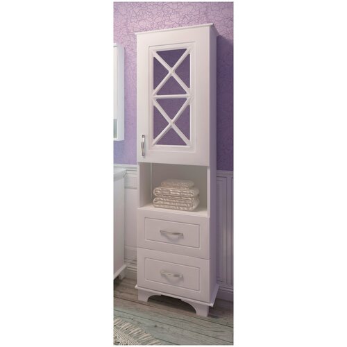 Шкаф пенал напольный / мебель для ванной Sfarzoso Duglas 50 белый 3 полки 2 ящика 34х50х187