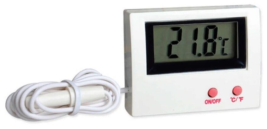 Термометр цифровой с выносным датчиком, цвет белый - фотография № 2