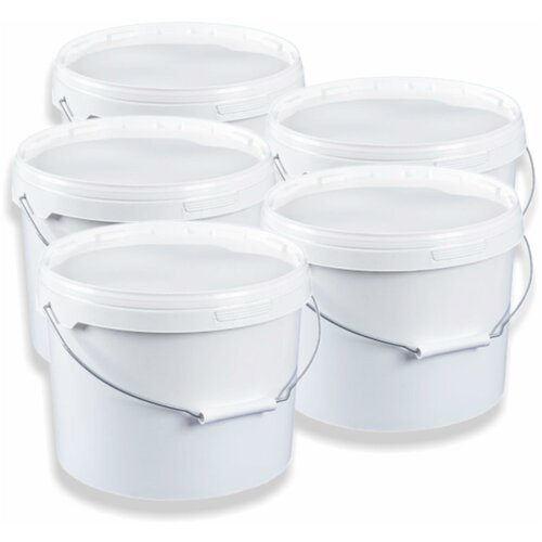 Ведро с крышкой, пищевое, пластиковое, 11литров, комплект из 5 шт