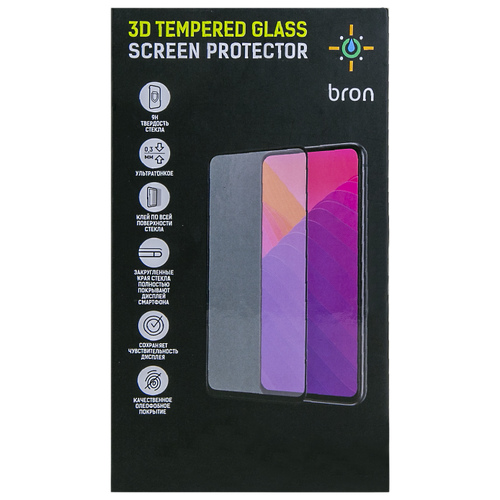 Bron Защитное стекло Bron для Apple iPhone 12/12 Pro 2.5D Full Glue (черная рамка)