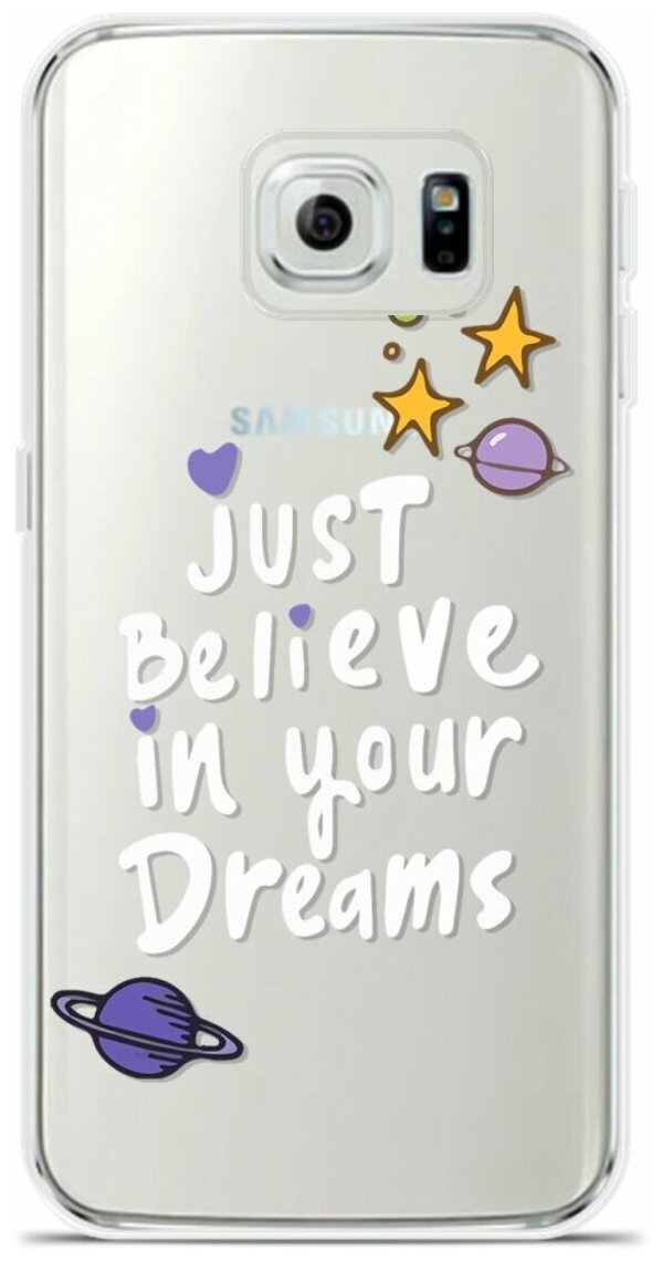 Силиконовый чехол на Samsung Galaxy S6 Edge Космическая надпись / для Самсунг Галакси С6 Эдж