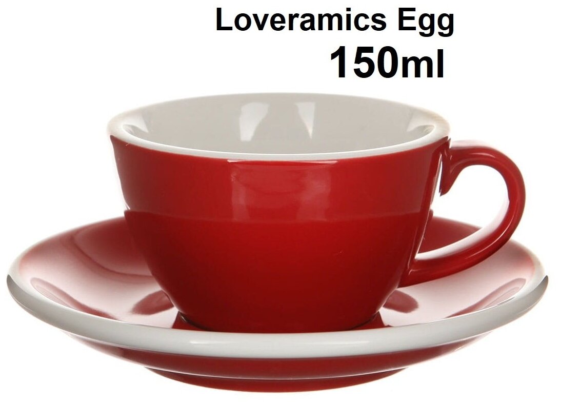 Кофейная пара Loveramics (Лаврамикс) Egg 150 мл, красный (red BRE)