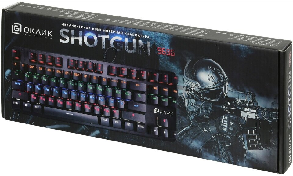 Клавиатура Oklick 969G SHOTGUN механическая черный USB Multimedia for gamer LED - фото №6