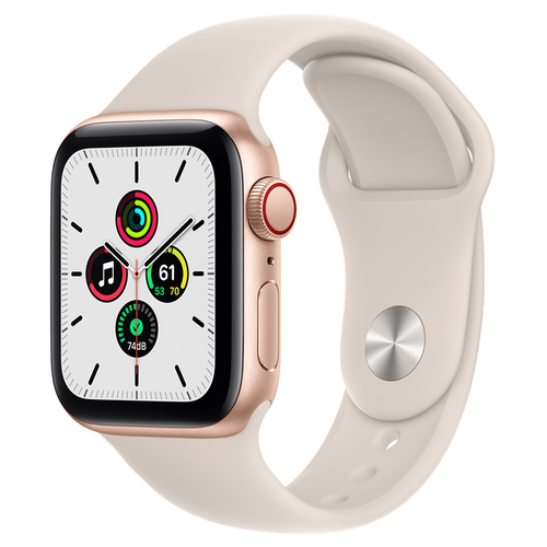 Apple Часы Apple Watch SE GPS + Cellular 40mm Aluminum Case with Sport Band Золотистый / сияющая звезда 2021 (MKQN3)