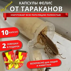 Капсулы Фелис от тараканов и муравьев, Клеевая ловушка от тараканов набор 10 капсул, 2 ловушки