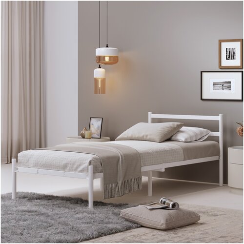 Односпальная металлическая кровать Мета 800*2000 мм, белая