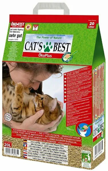 Наполнитель комкующийся Cat`s Best Eko plus древесный, 20л/8.6кг Cat's Best - фото №20