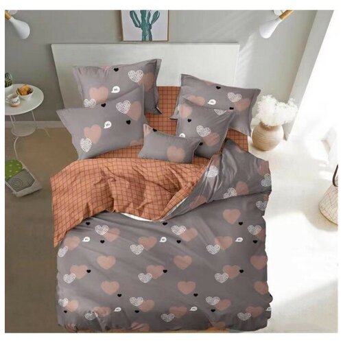 Постельное бельё евро с простынёй на резинке, размер 180x200x20 см, 200x220 см, 70x70 см - 2 шт