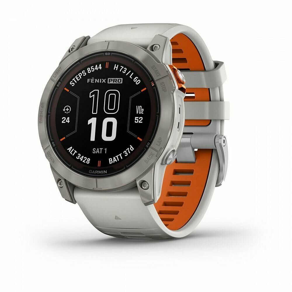 Спортивные часы Garmin Fenix 7X Pro Solar, Sapphire, Titanium, Gray/Orange 010-02778-14